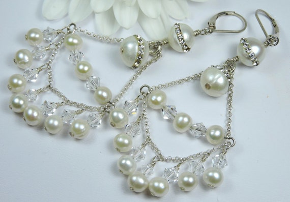 Gorgeous Freshwater CZ Pearls and by RomanceInSilverBride on Etsy