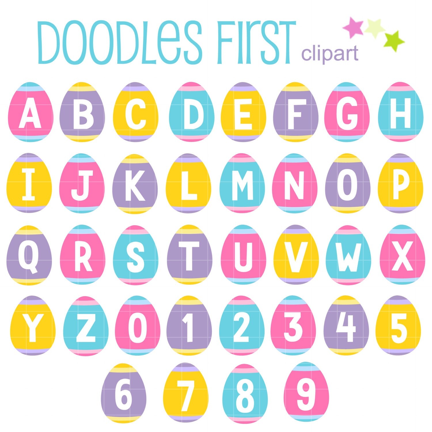 Easter Egg Alphabet Digital Clip Art for Scrapbooking Card