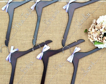Set of 6 Personalized Bridal Hangers, Customized Hangers, Wedding Party Hangers, Gifts