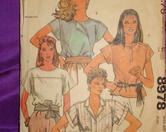 1980s 80s Vintage Fenn Wright n Manson Loose Fit Short Sleeve Blouse Top 4 Vws COMPLETE McCalls Designer Pattern 8978 Bust 36 Inch 92 Metric