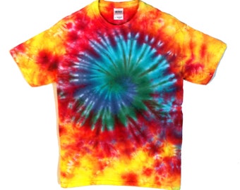 Tie Dye T-Shirt Classic Rainbow Spiral 100% Cotton Mens