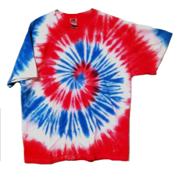 Patriotic Tie Dye Shirt Red White and Blue Spiral For