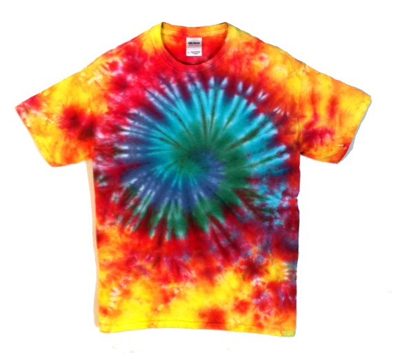 Tie Dye T-shirt Psychedelic Blue and Green Spiral on