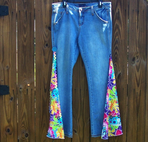 Hippie Jeans Peace Jeans Bell Bottom Jeans by HippieTrunkShow
