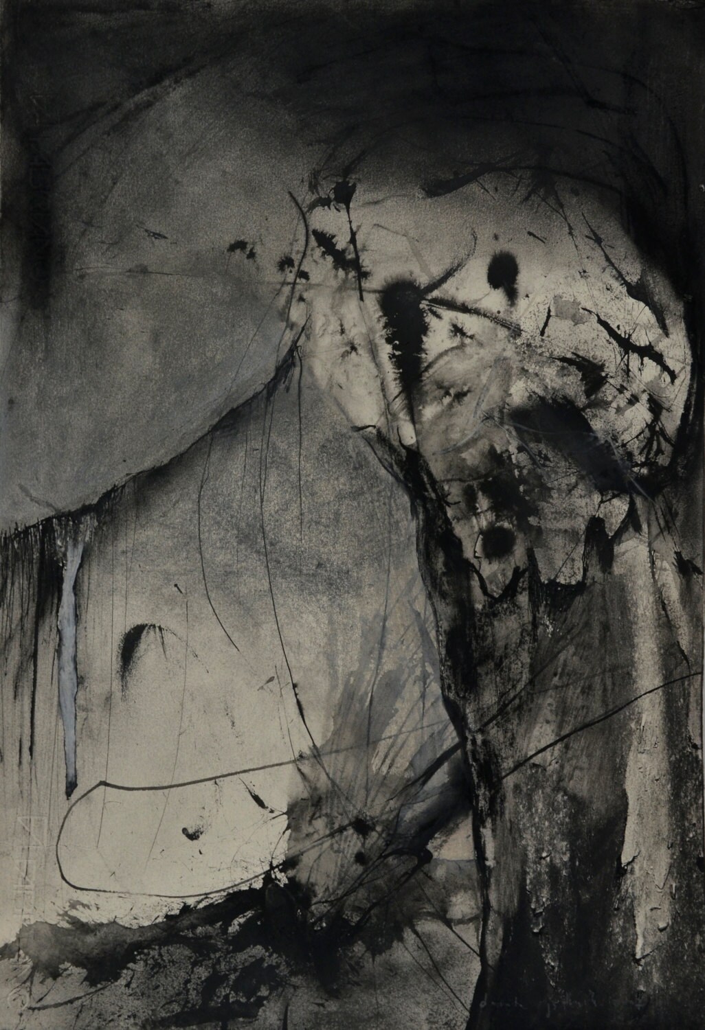 Abstract Charcoal Drawing Charcoal and Ink on Paper