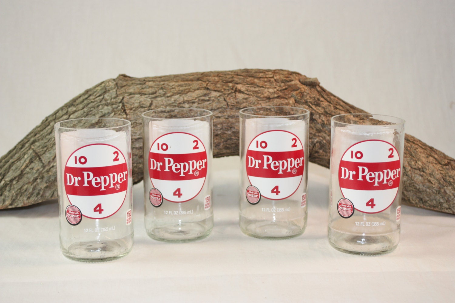 Drinking Glasses from Recycled Dr. Pepper Bottles 8 oz