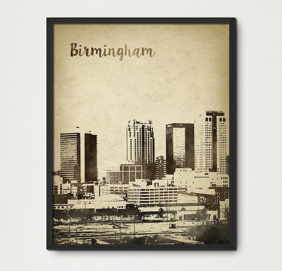 Items similar to Birmingham Alabama Watercolor Wall Art Print