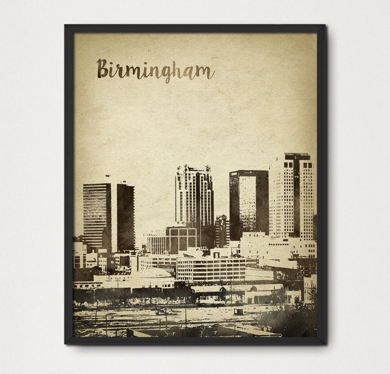 Birmingham Alabama Watercolor Wall Art Print Birmingham