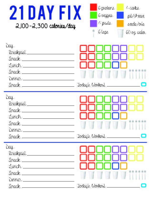 21 Day Fix Tracking Sheet 2100 Bracket by AllisonRainsDesigns