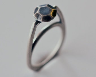 thin ring - two tone ring - diamond shaped ring - sterling silver rings - sterling silver jewelry - geometric jewelry - High Diamond OXS