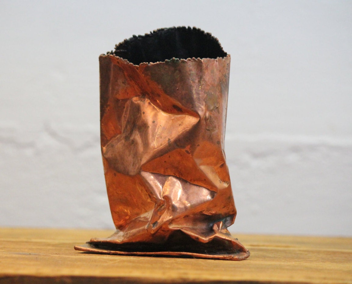 Vintage Copper “Paper Bag” Unique Decor Haute Juice