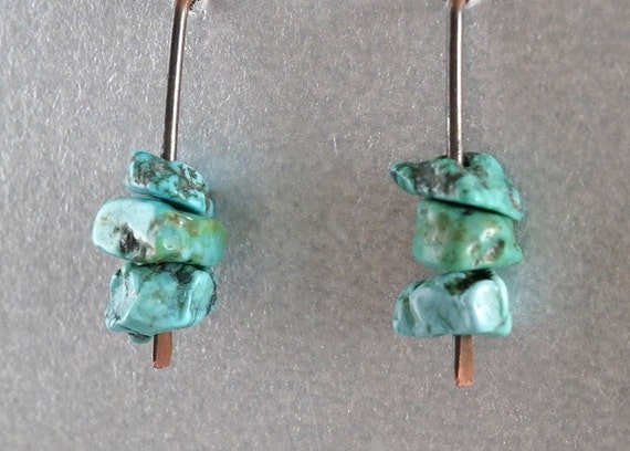 Turquoise Post Earrings Copper Jewelry Little Gemstone Drop
