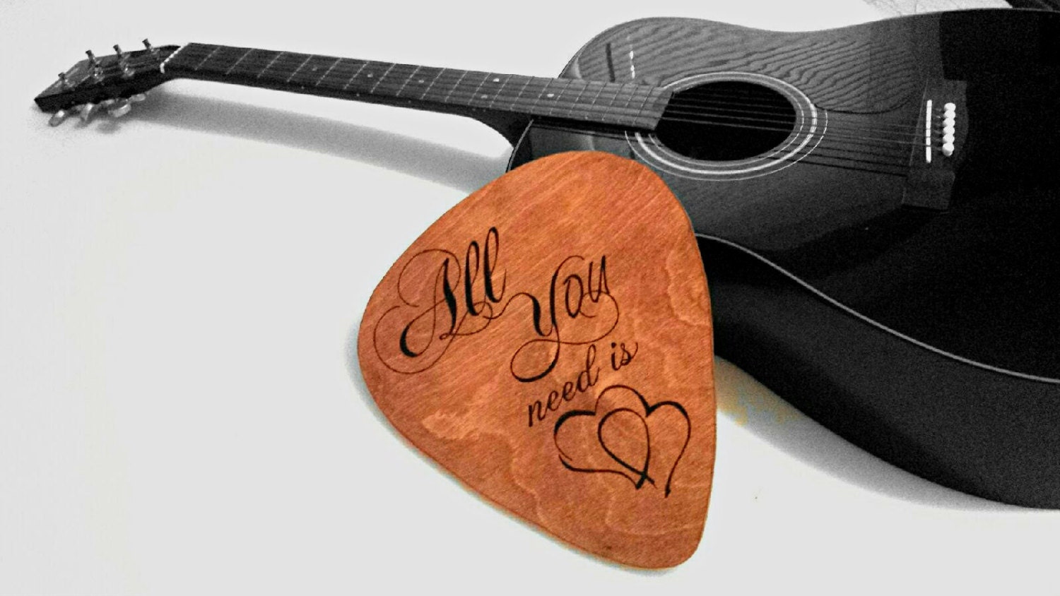 Guitar Pick Wall Decor Custom engraved handmade wood guitar