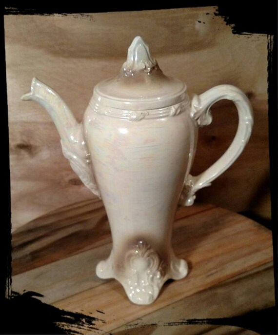 Vintage Holland Mold Ceramic Tall Teapot White / Tall Coffee