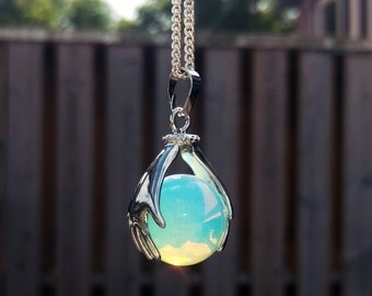 Opal Crystal Ball Necklace Moonstone Necklace Crystal Necklace Witchcraft Opal Healing Crystal Witch Jewelry Grunge Crystals Gemstone Choker