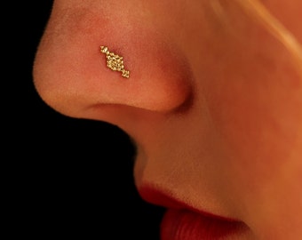 Tiny gold nose stud, Gold nose stud, tribal nose ring, nose ring, nose pin, gold Tragus, gold 14k nose stud, nose ring, nose stud, Cartilage