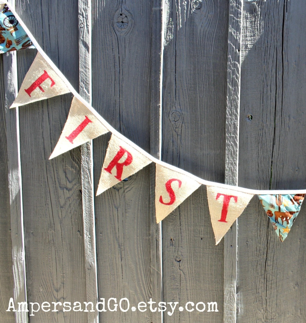 First Rodeo Banner Rodeo Burlap Bunting Painted by AmpersandGO
