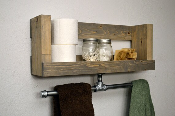 Modern Industrial His and Hers Bathroom Shelf by RusticModernDecor