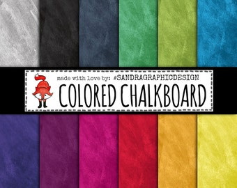 Chalkboard digital paper: "COLORED CHALKBOARD" with chalkboard backgrounds in various colors with chalkboard texture (1003)