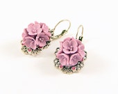 Ready to ship!- Floral Earrings Polymer clay jewelry Purple Light pink Romantic Floral Jewelry Polymer clay