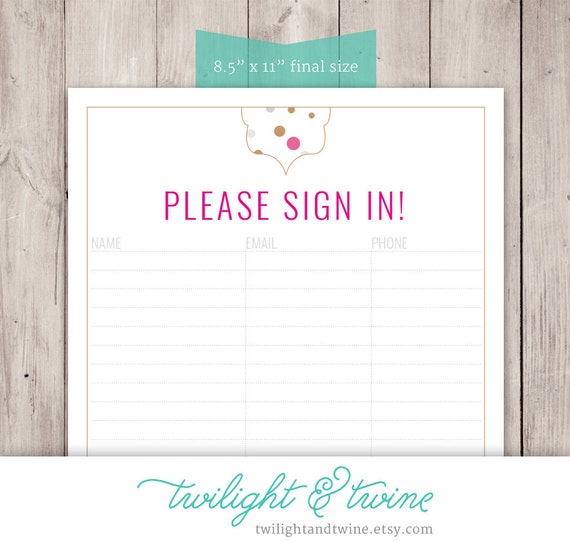 Thirty-one Glam Dots Party Sign-in Printable (PDF, Business Card ...