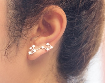 Pisces Constellation Earrings, Pisces Constellation Ear Cuffs, Constellation Ear Cuff, Pisces Stars Earrings, Pisces Zodiac Sign Jewelry