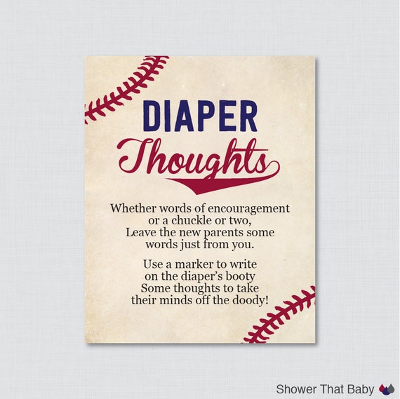 baby diaper message shower games Download Baby Game Diaper   Printable Baseball Thoughts Shower