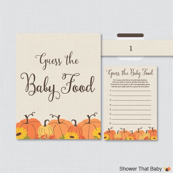 Pumpkin Baby Shower Game Guess the Baby Food Activity