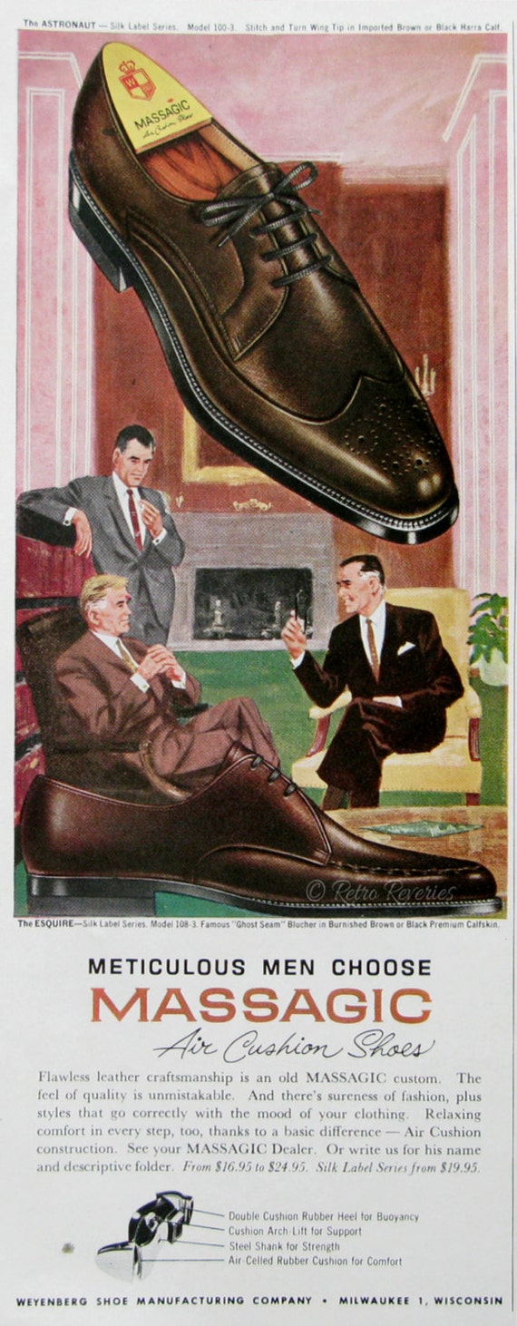 1963 Massagic Air Cushion Shoes for Men Ad Meticulous Men