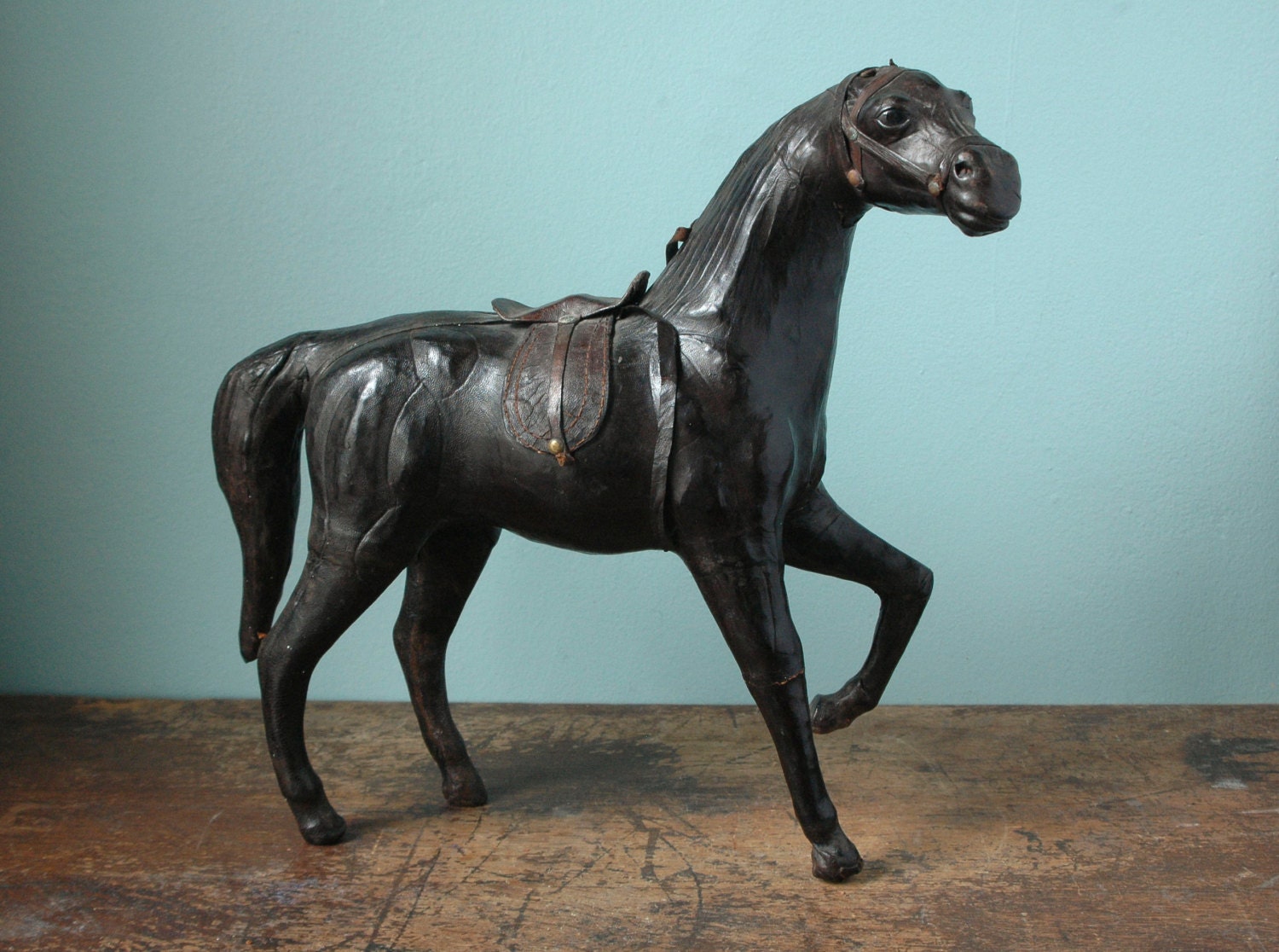 large leather horse statue