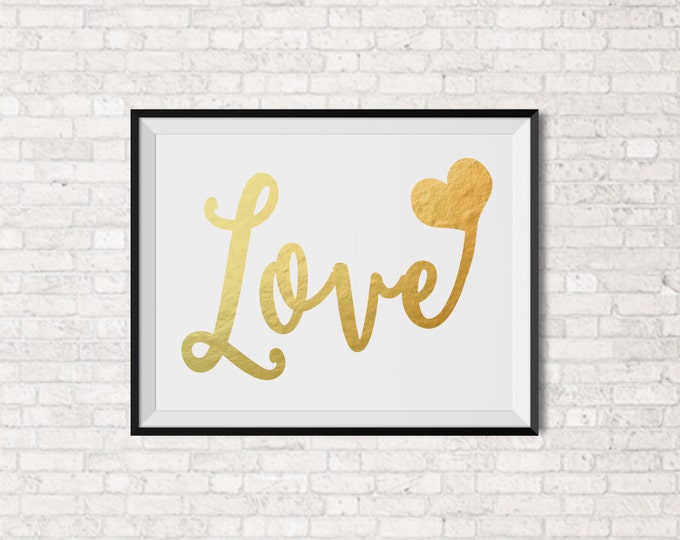 Faux Gold Foil "Love" Print
