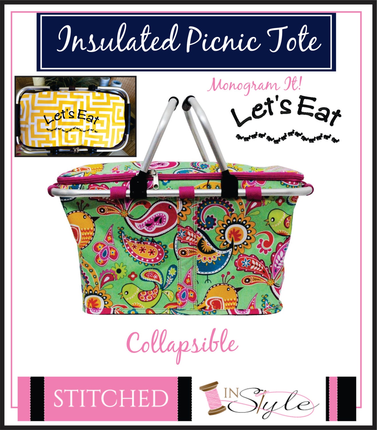 personalized picnic tote