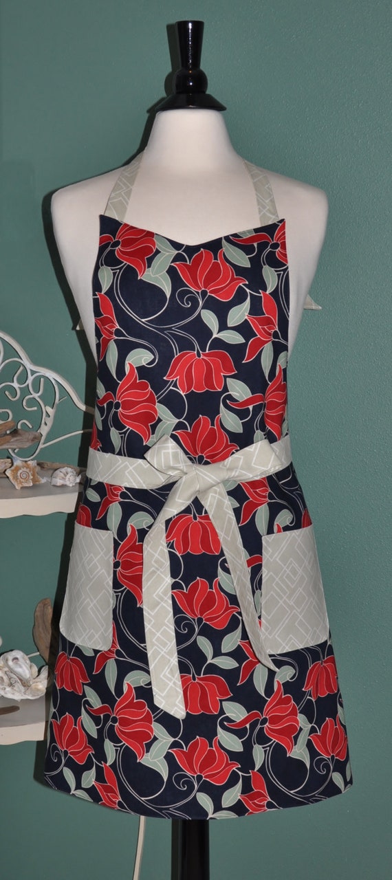 Modern Abstract Floral Apron Reversible Apron by MooKieBmakes