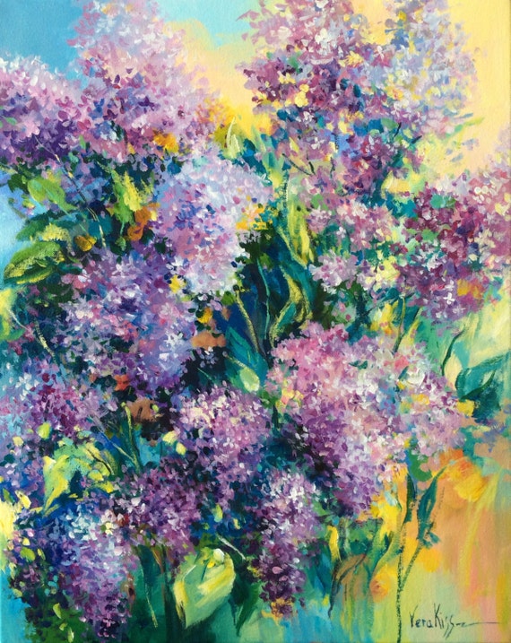 Items similar to Lilac Original Acrylic Painting on Canvas 20