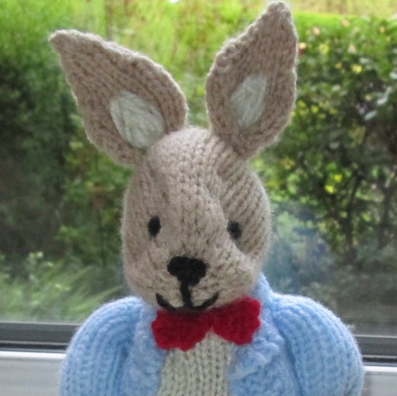 Hand Knitted Dressed Peter Rabbit With A Fluffy Tail Soft