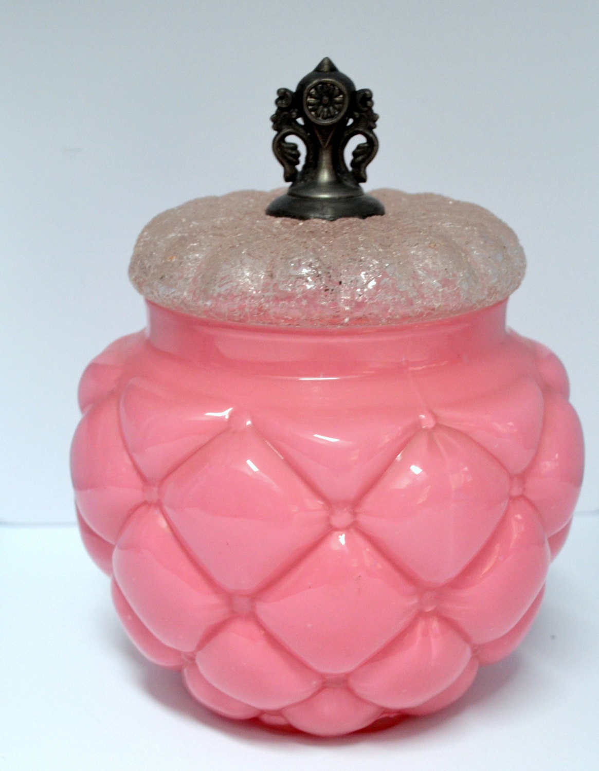 Consolidated Glass Pink Jar With Lid Cased By Christiescurios