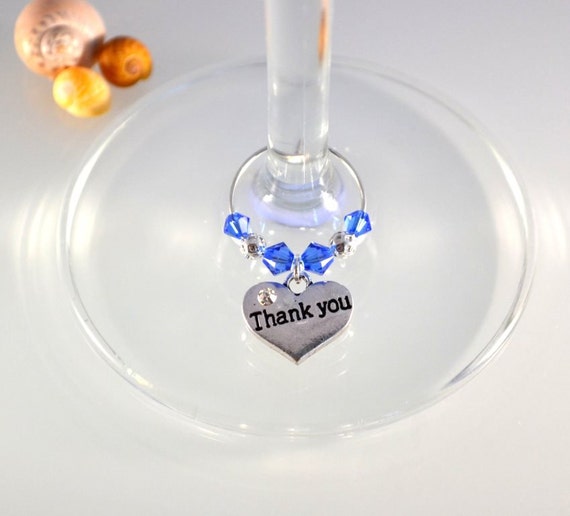 Items similar to Thank You Wine Glass Charm, Swarovski Crystal, Thank You Gift, Thank You