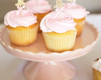 Gold Birthday Cupcake topper, First birthday