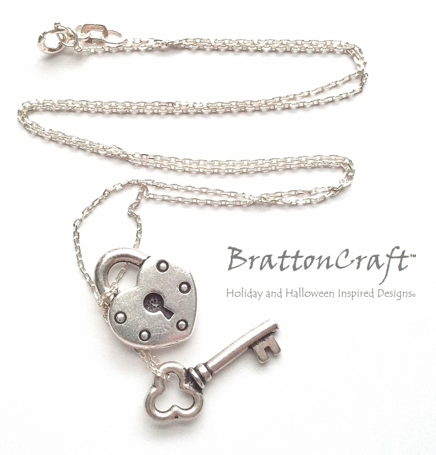 Silver Heart Lock and Key Necklace Silver Heart Lock and Key