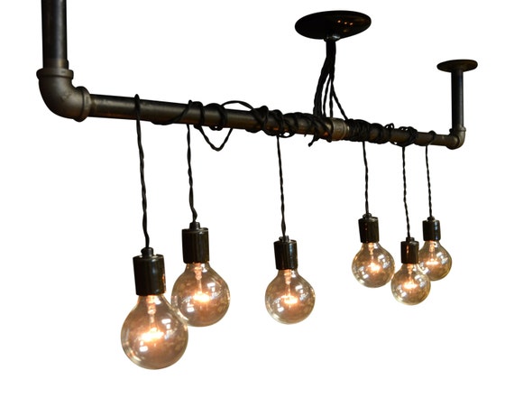 Hanging Light Chandelier Industrial  Chic by UnionHilIronWorks