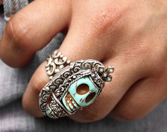 Skull Ring, Sugar Skull Ring, Skull Jewelry, Skull, Gothic Ring, Statement Ring, Silver Skull Ring, Day of the Dead, Mexican Skull, Colorful