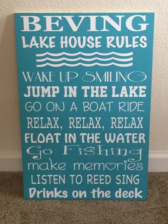 Lake House Rules Custom Sign by BlueLineDzigns on Etsy