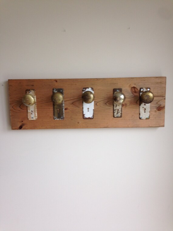 Recycled Wood Door Knob Hangers 28 by 9 by railandtimber on Etsy