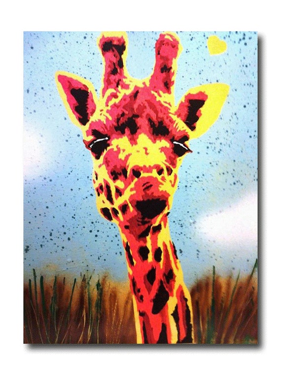 Canvas 12 x 24 Giraffe Street Art Pop Art Custom