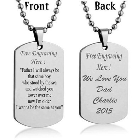 Personalize Custom Message Engrave Dog Tag Necklace Pendant