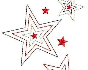 5" Large USA Patriotic Stars Embroidery Design - Instant Digital Download