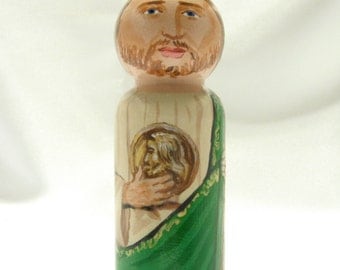 Saint Jude the Apostle Wooden Doll - Catholic Saint Wooden Peg Doll Toy - made to order