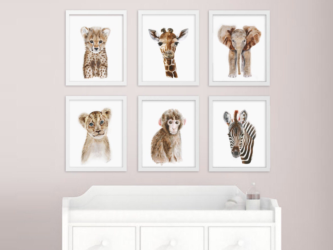 Gender Neutral Nursery Decor Baby Animal Prints Safari