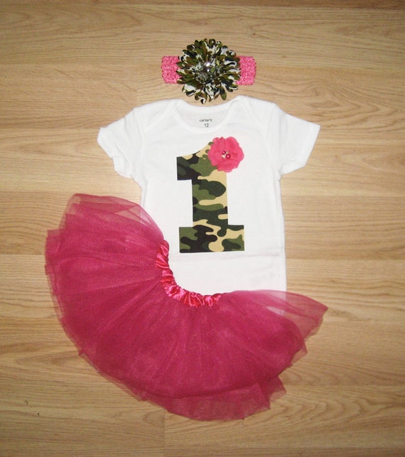 Baby girl camo outfit Camo tutu Camo 1st by PinkFlowersBoutique