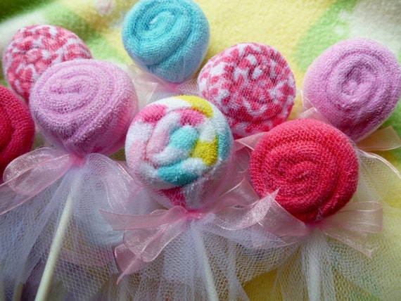 Baby Washcloth Lollipops..Bundle of 10..Baby by mollbelldesigns